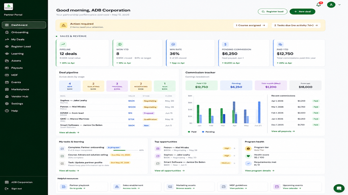 Your partner portal — everything in one place
